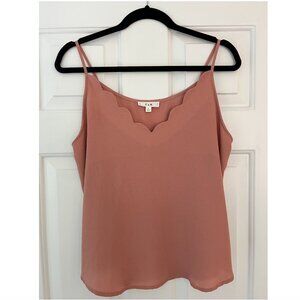 Pink Scalloped Neck Tank Top